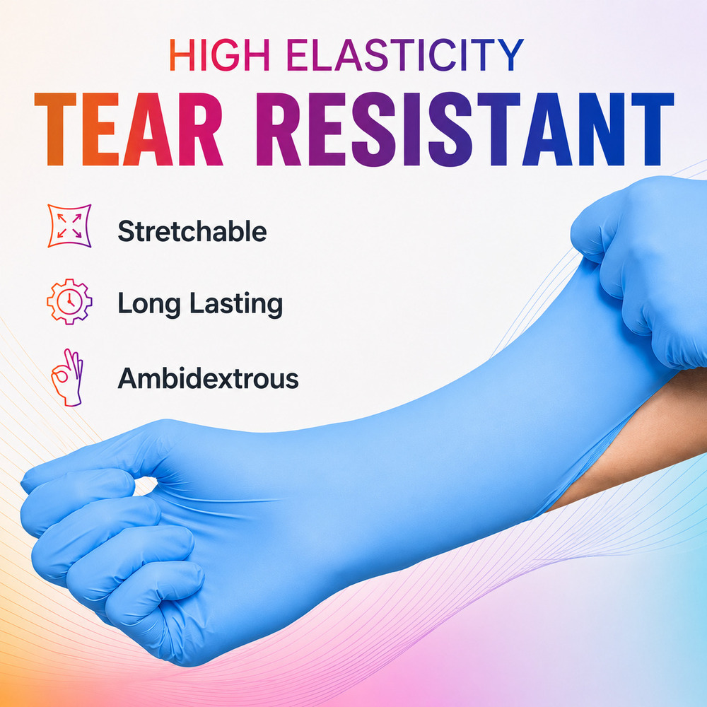 Blue Disposable Nitrile Examination Gloves