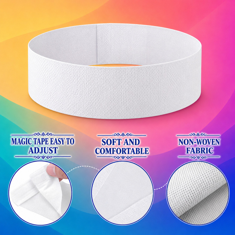 White Disposable Non Woven Headband