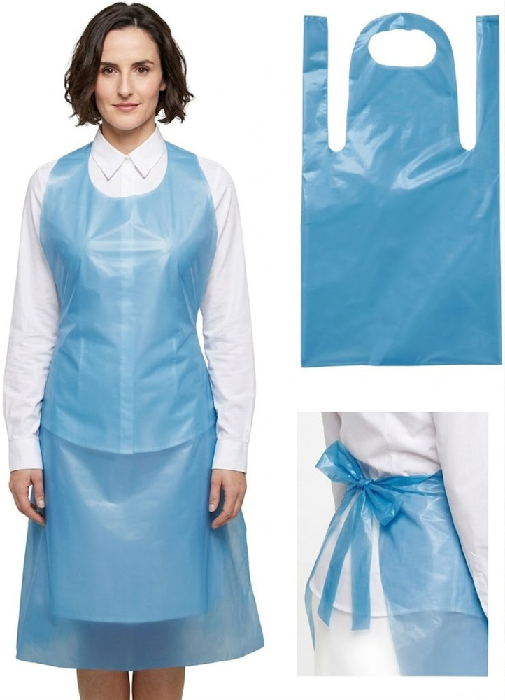 Blue Disposable LDPE Plastic Apron