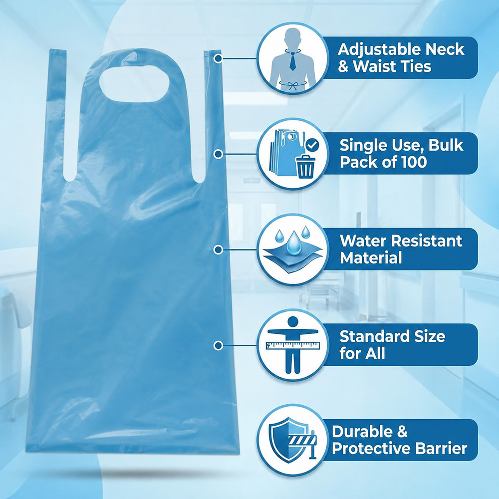 Blue Disposable LDPE Plastic Apron