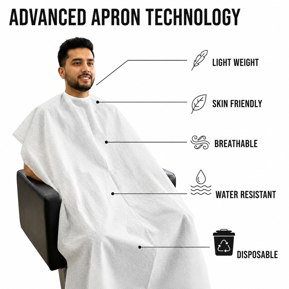 White Disposable Non Woven Salon Apron