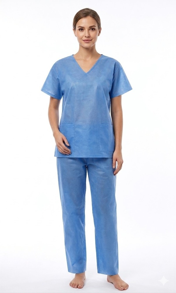 Blue Disposable Non Woven Lab Coat