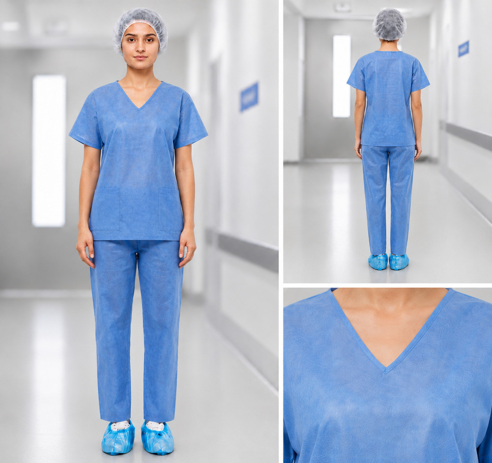 Blue Disposable Non Woven Lab Coat