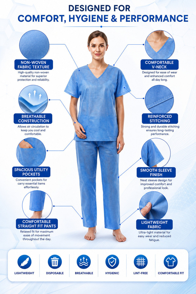 Blue Disposable Non Woven Lab Coat