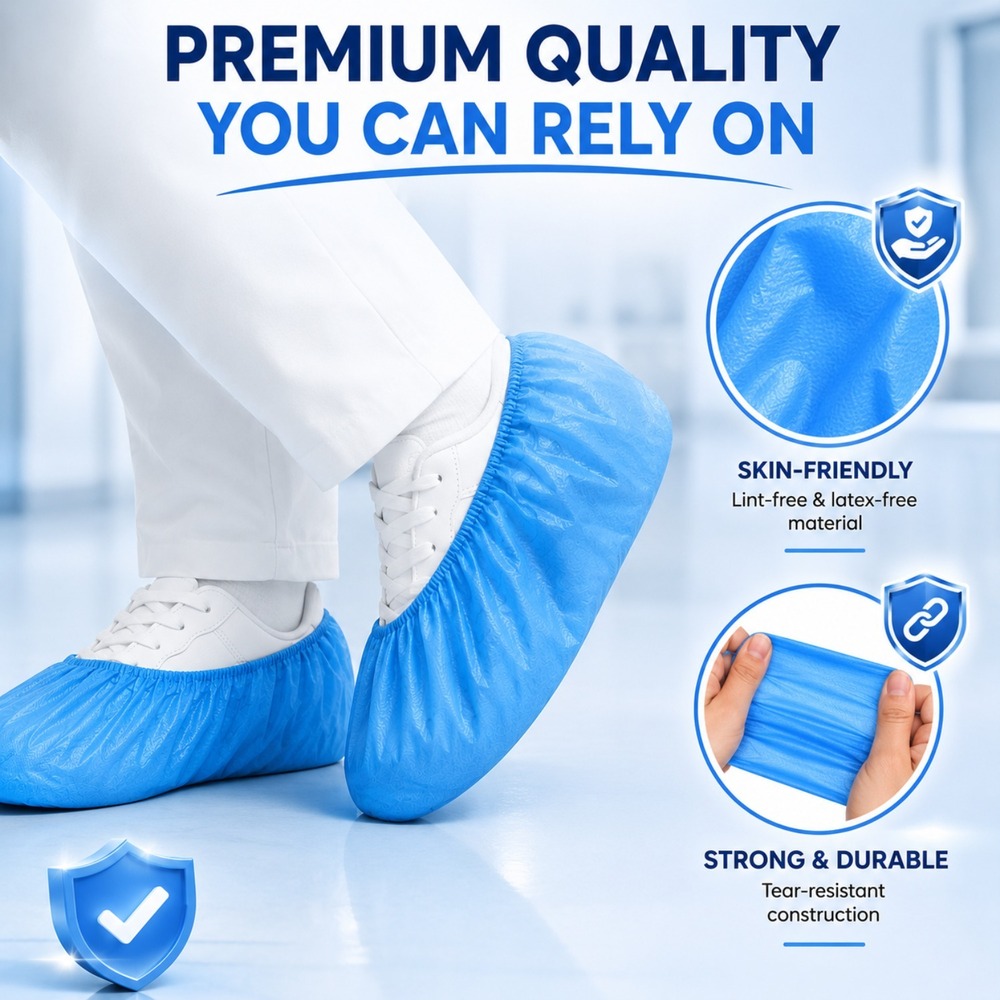 Blue Disposable LDPE Shoe Cover