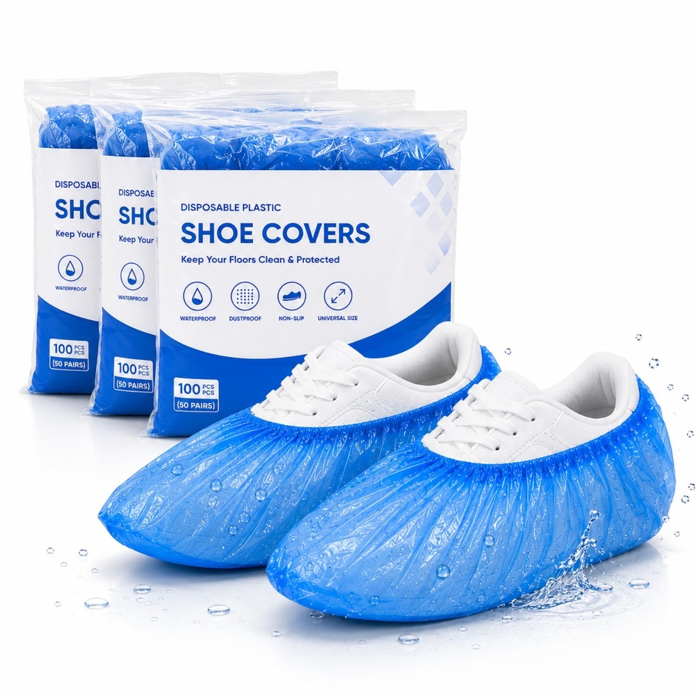 Blue Disposable LDPE Shoe Cover