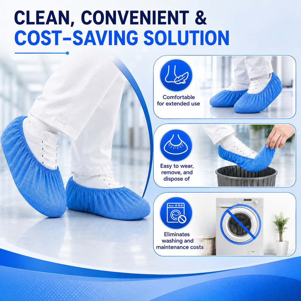 Blue Disposable Non Woven Shoe Cover