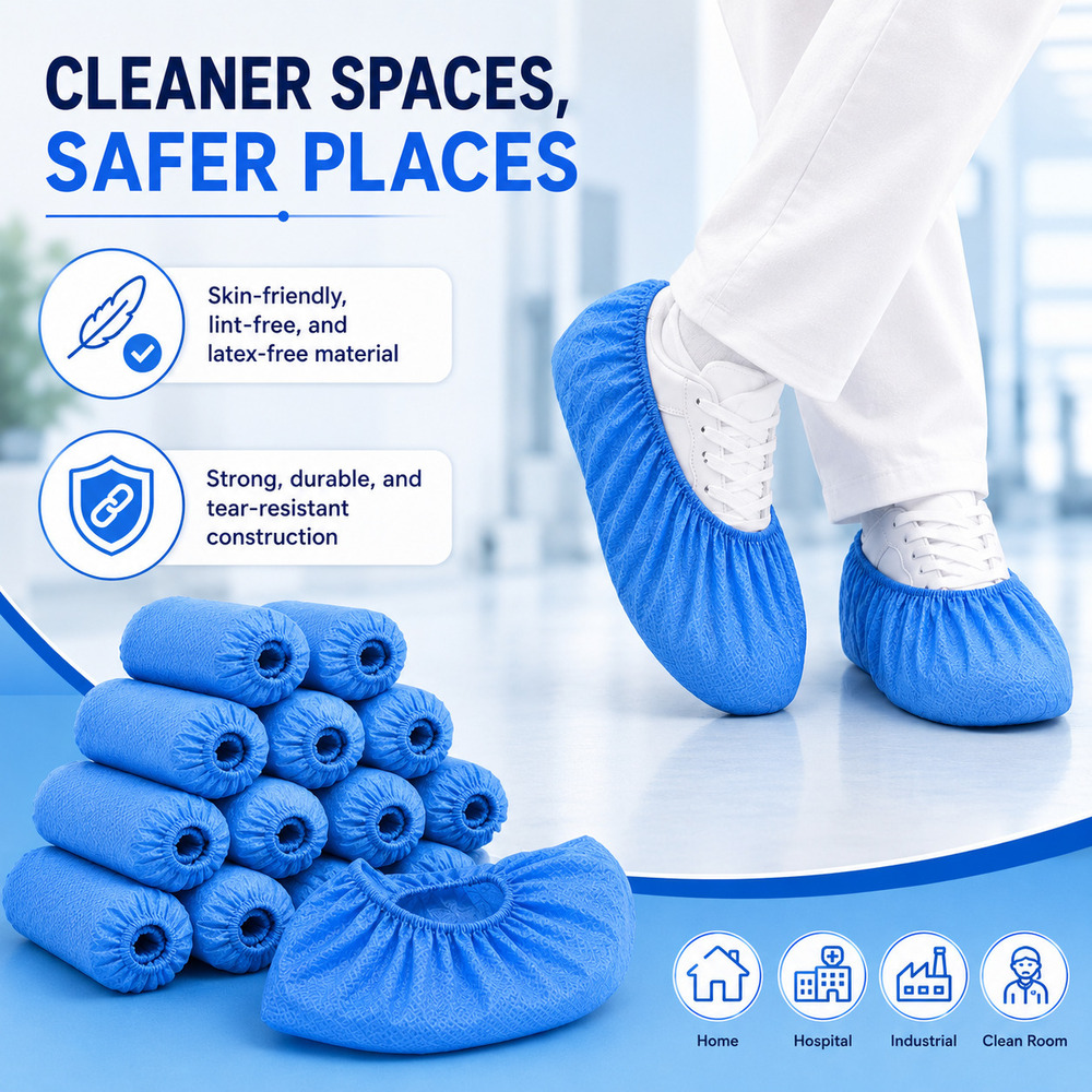 Blue Disposable Non Woven Shoe Cover