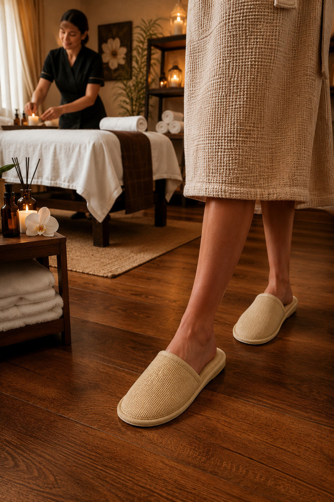 Disposable Jute Closed Toe Slippers