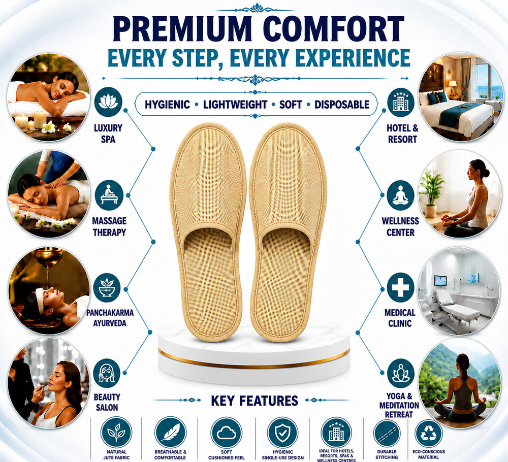 Disposable Jute Closed Toe Slippers