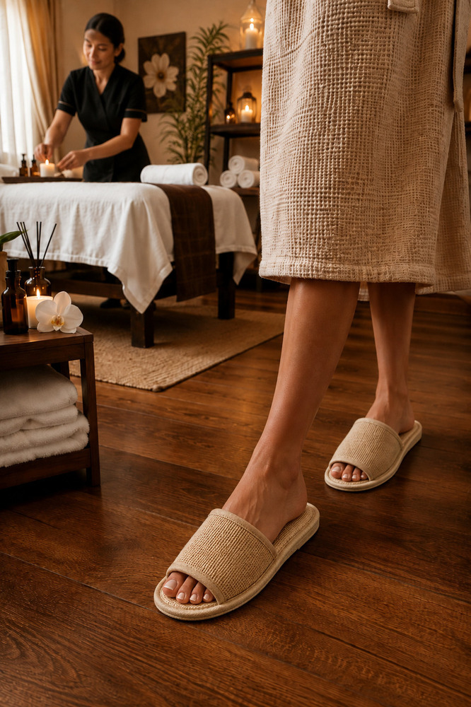 Disposable Jute Open Toe Slippers