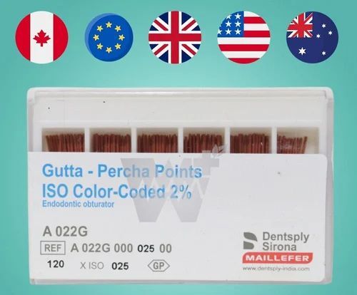 Dentsply ISO Color-Coded 2_ Gutta Percha Points - 15 Pack of 120