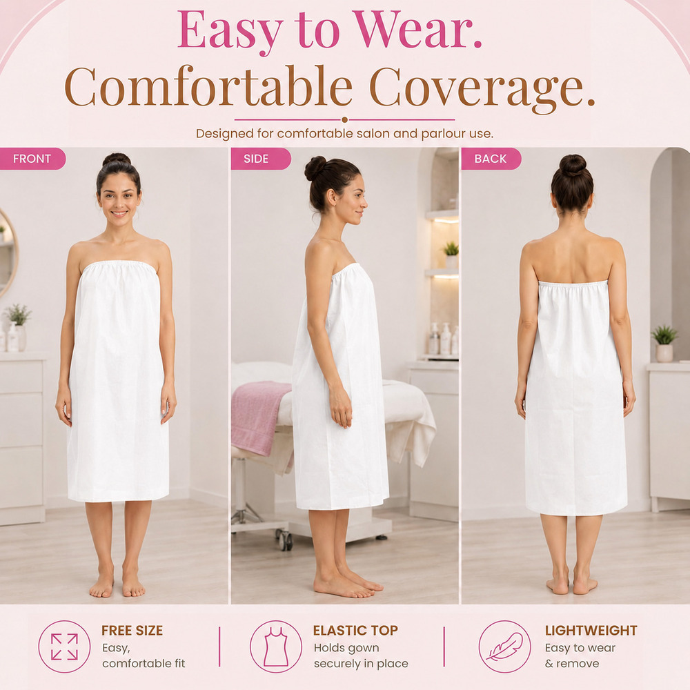 White Disposable Non Woven Spa Gown