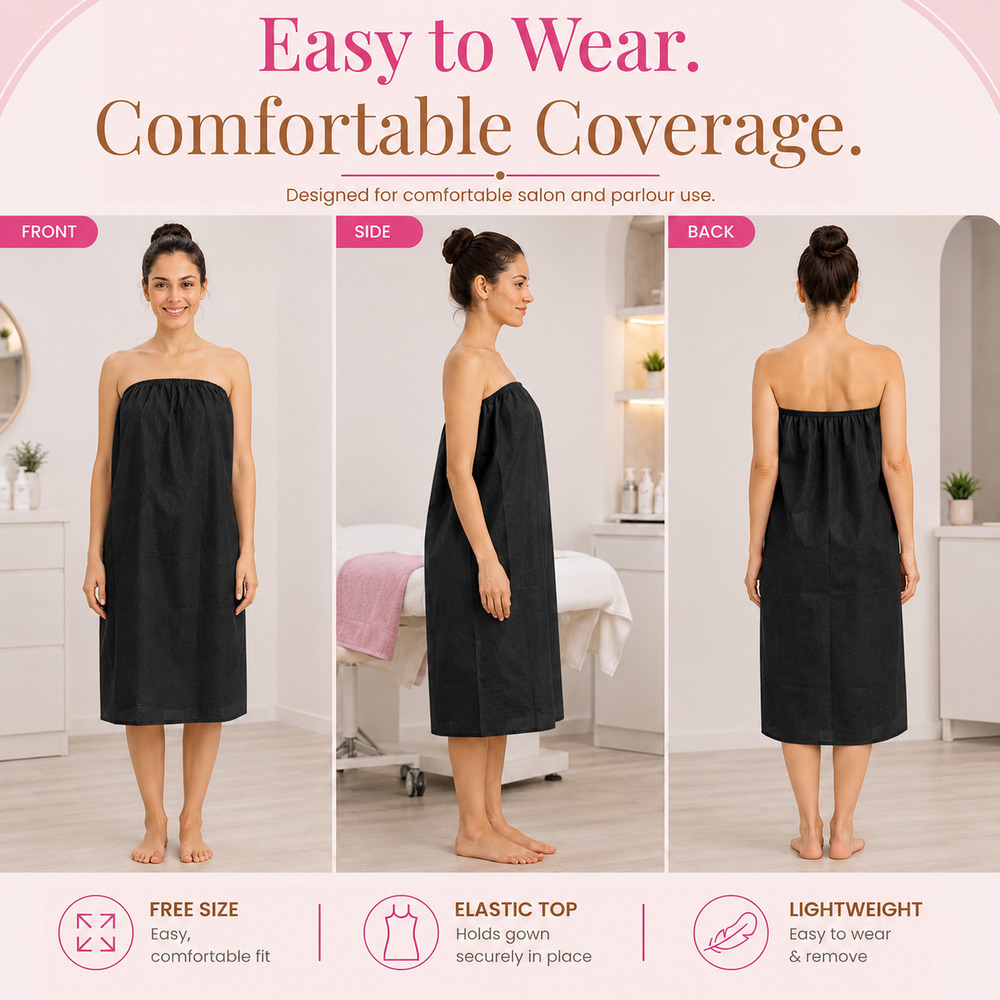 Black Disposable Non Woven Spa Gown