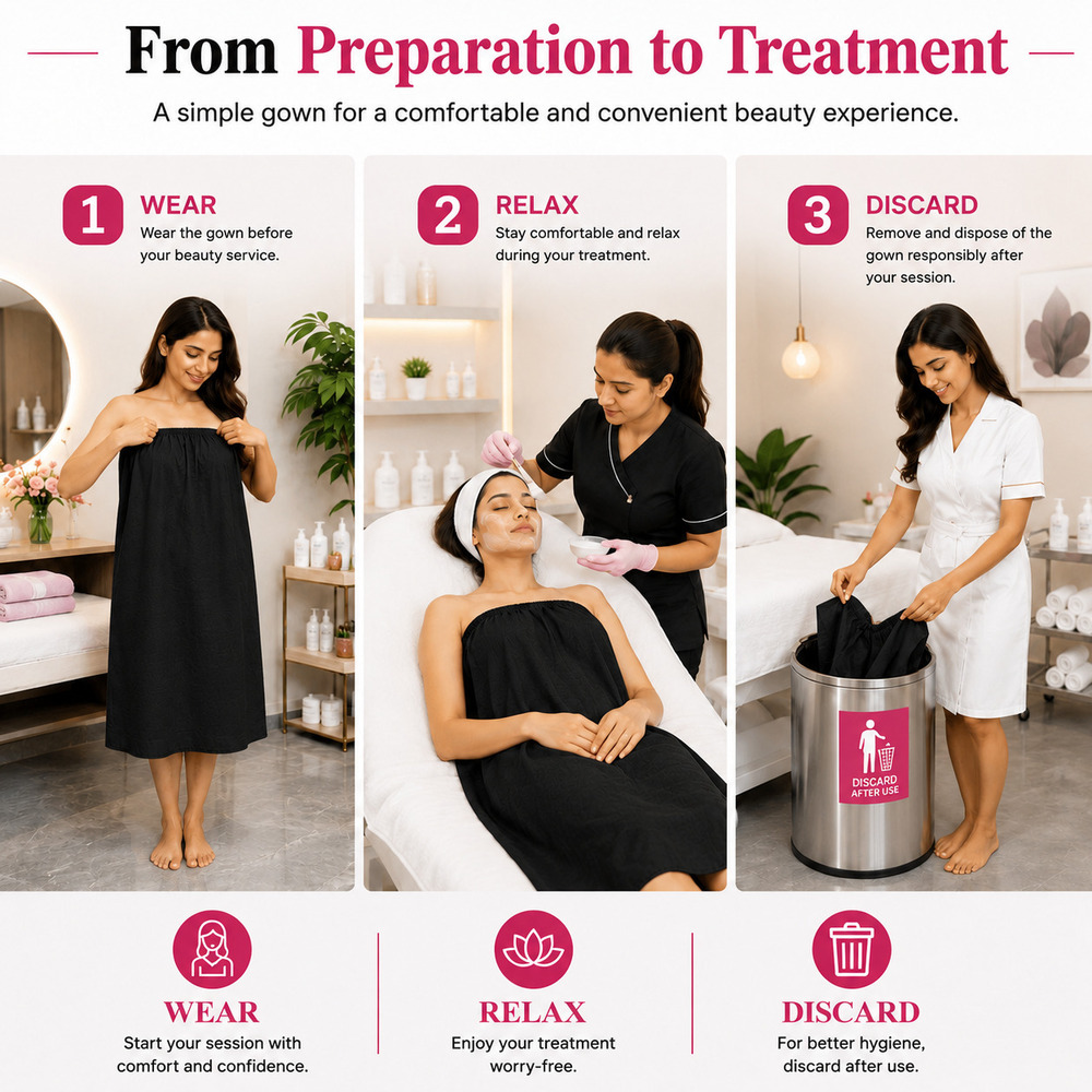 Black Disposable Non Woven Spa Gown