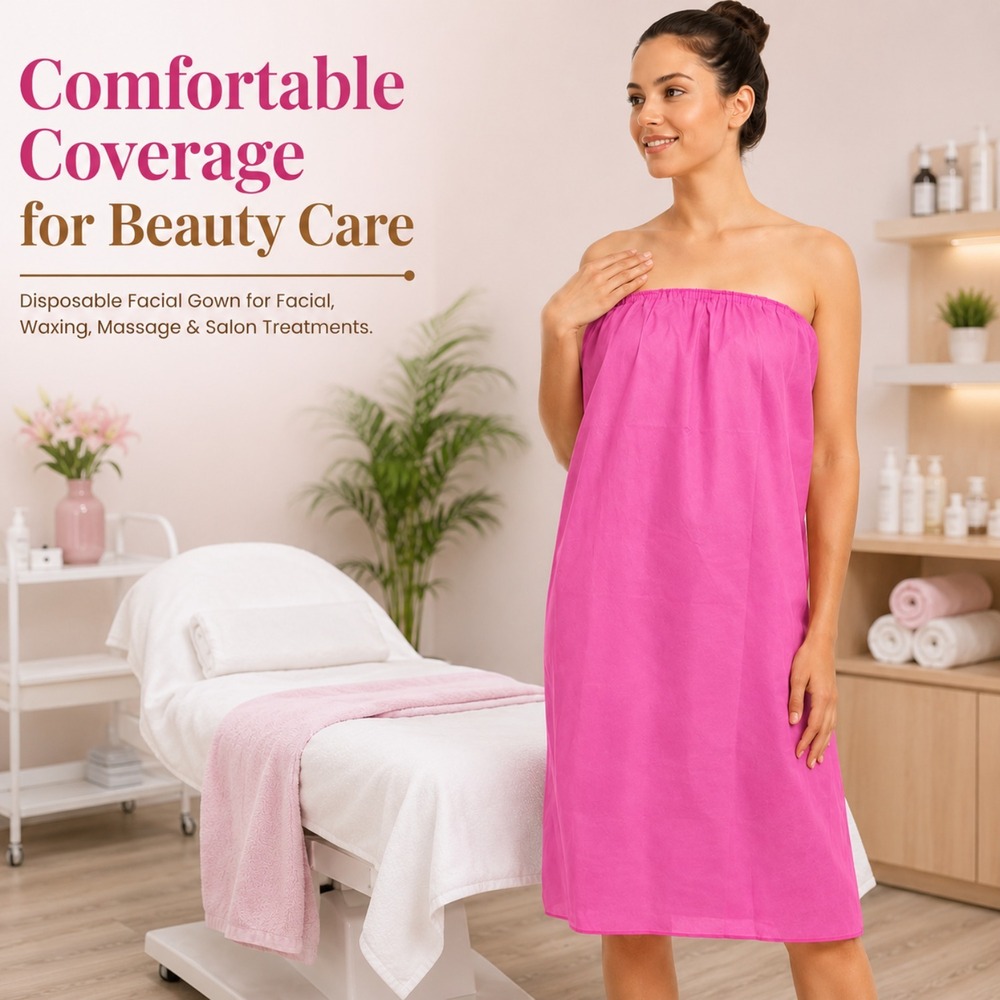 Pink Disposable Non Woven Spa Gown