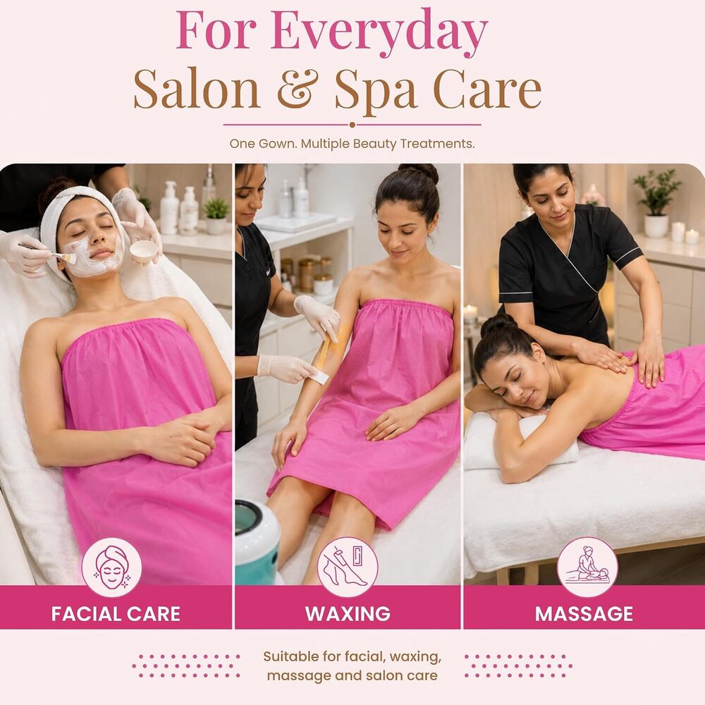 Pink Disposable Non Woven Spa Gown