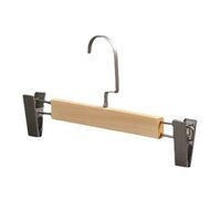 2 Clip Wooden Cloth Hanger - Color: Natural Wood With Silver Hook