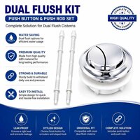 Dual Flush Valve Kit With Push Button & Push Rod Set - Color: White