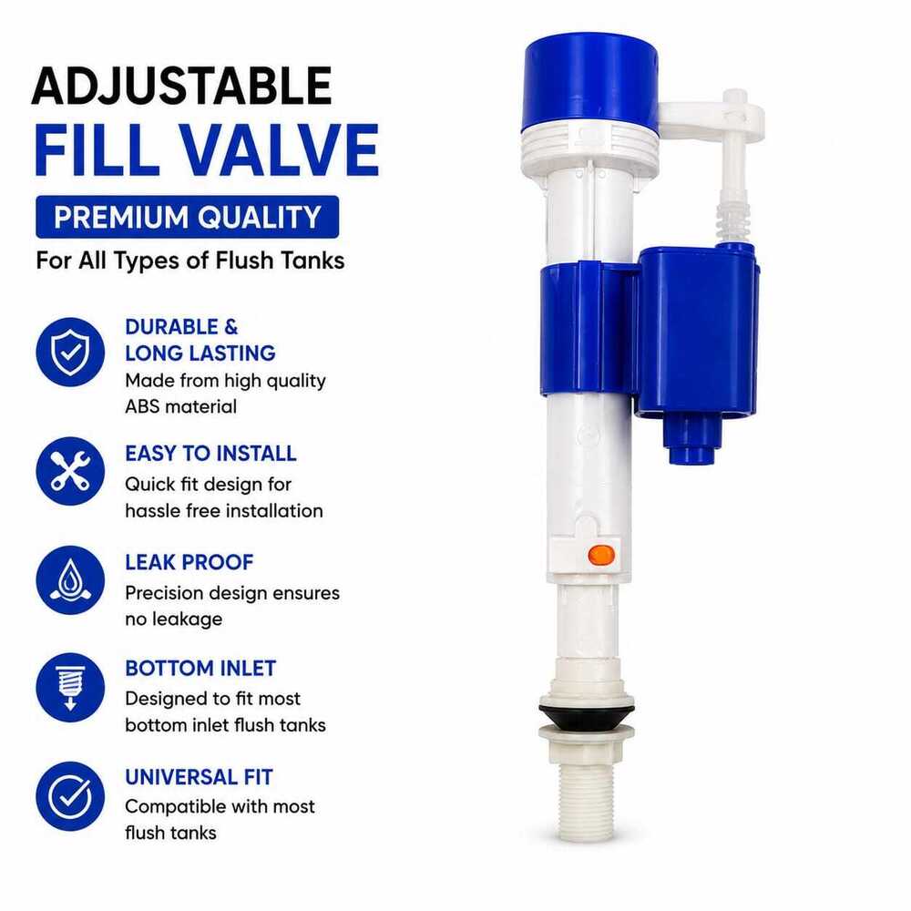 Flush Tank Adjustable Fill Valve - Color: White & Blue