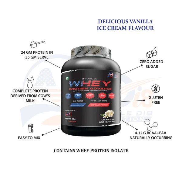 2Kg Advance Vanilla Ice Cream Flavour Whey Protein