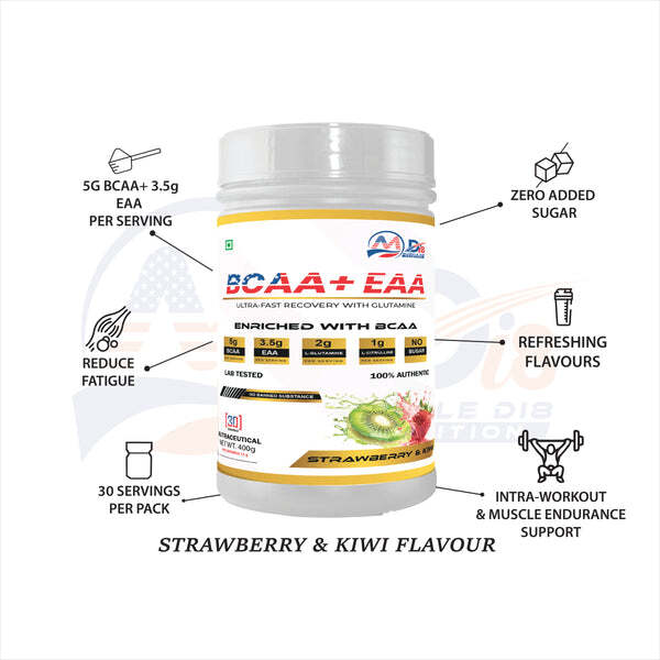 Strawberry And Kiwi Flavour BCAA Health Supplements
