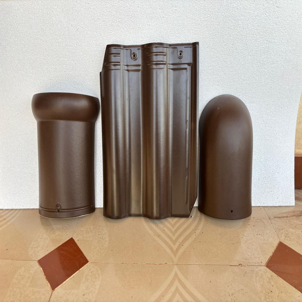 Ceramic Roof Tile Coffee Brown Color Elbano Series
