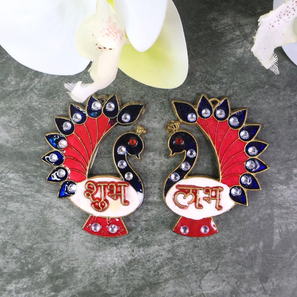 Decorative Peacock Design Shubh Labh Wall Hanging (2 Pc) - Application: As Per Product Requirement
