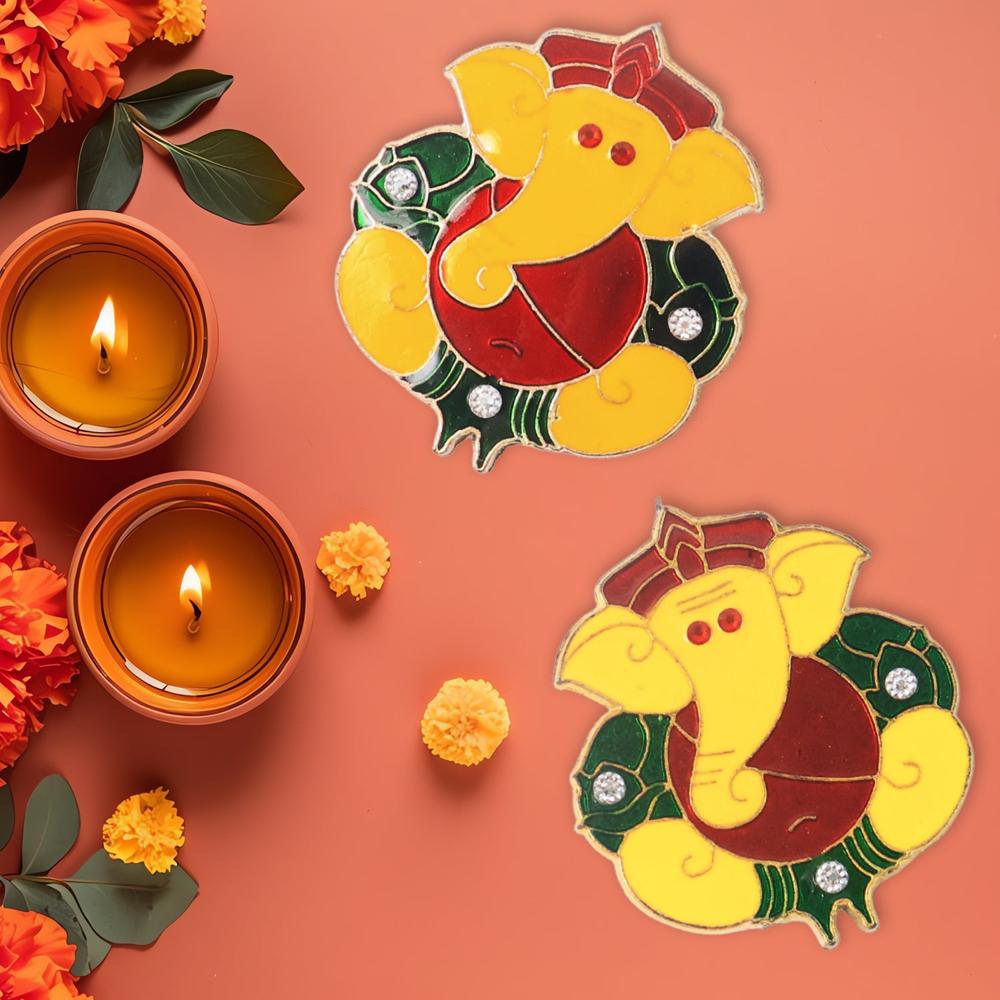 Decorative Lord Ganesha Wall Hanging Stickers (2 Pc) - Application: As Per Product Requirement
