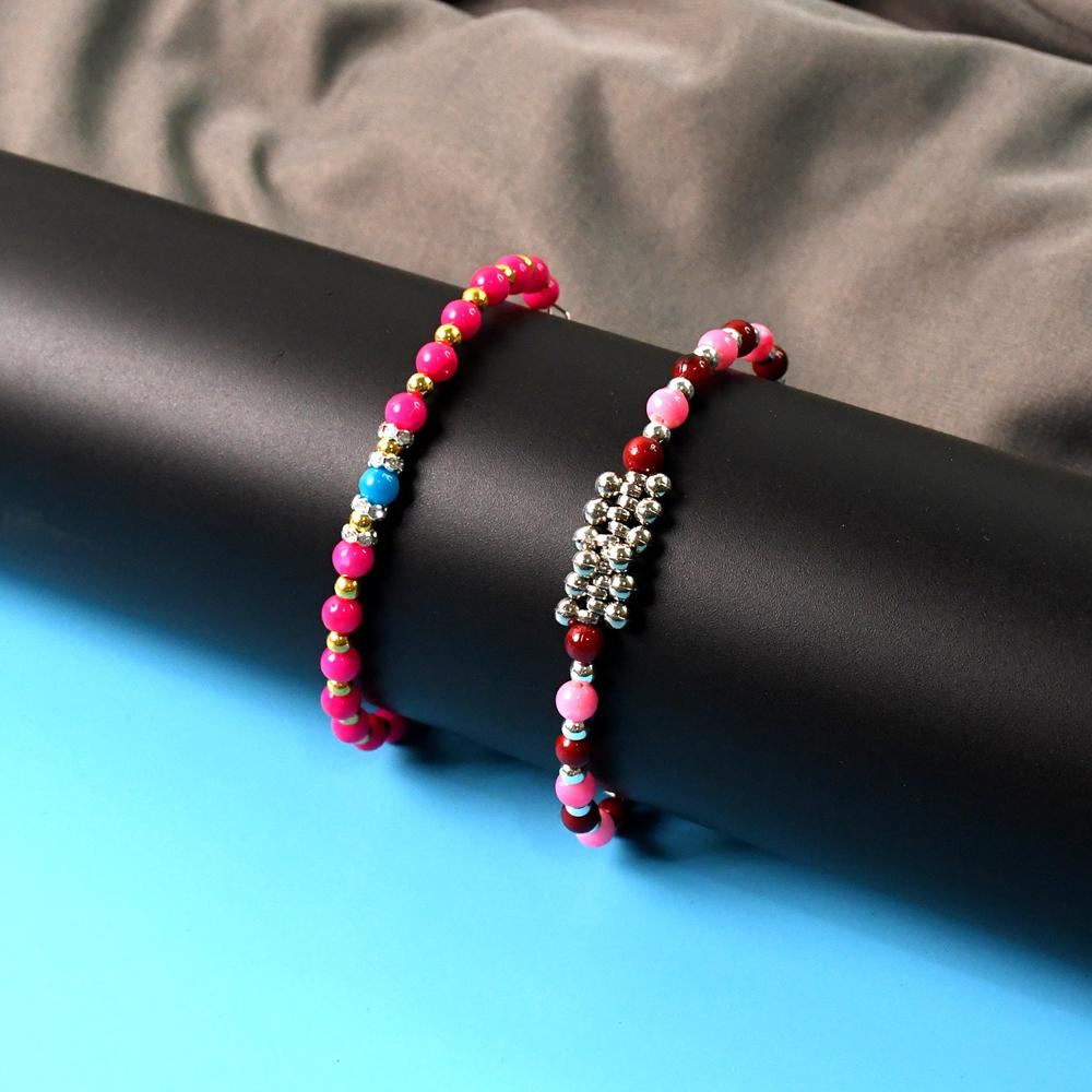 Traditional And Trendy Beaded Bracelet With Adjustable Chain (1 Pc) - Color: Jewellery