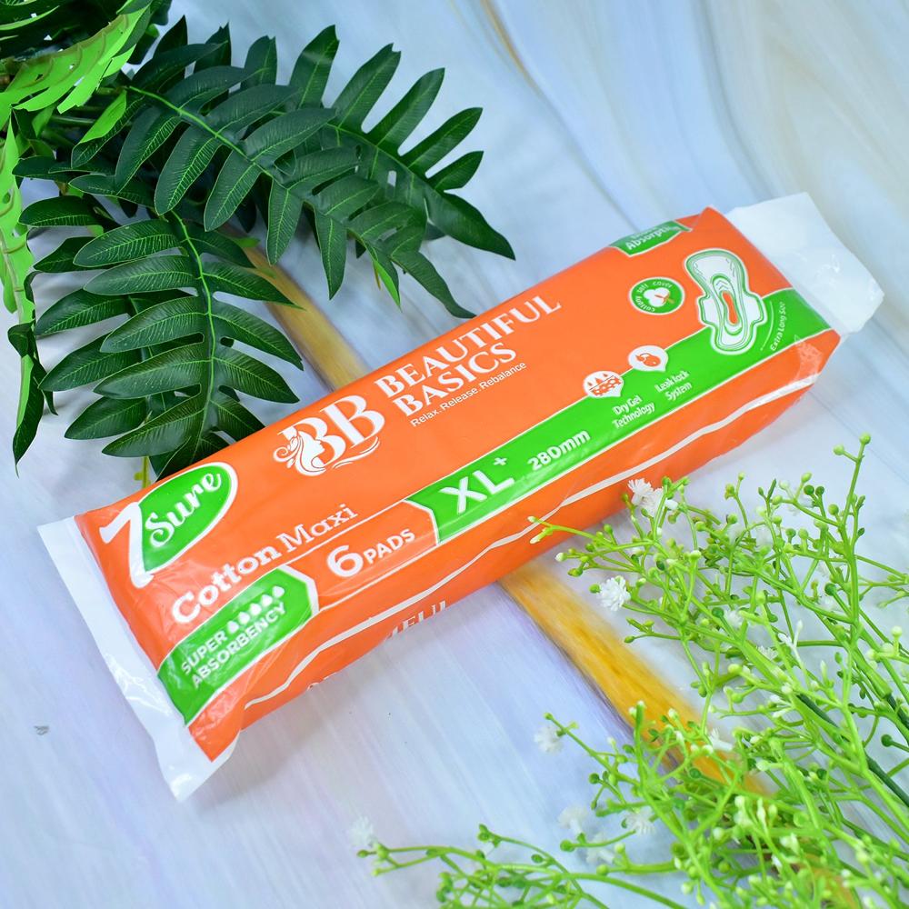 Beautiful Basics Orange Cotton Maxi Sanitary Pads Xl+ 280Mm Pack Of 6 Pads - Age Group: As Per Product Requirement