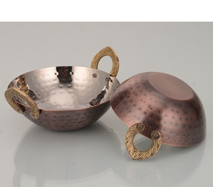 Serving Karahi Antique Copper - Dimension (L*W*H): 13 (Diameter) Inch (In)