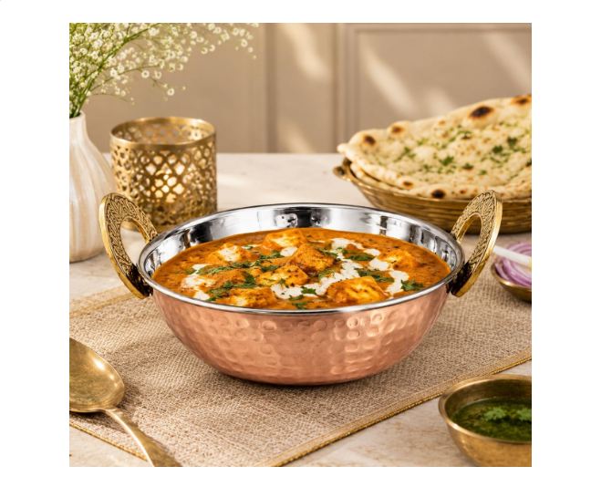 Serving karahi antique copper