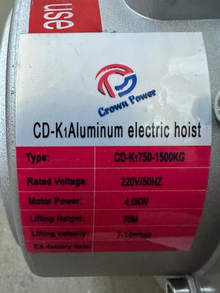 CP 1500 KG 4.0 KW KCD Electric Winch With 8 MM & 70 Meter Wire Rope