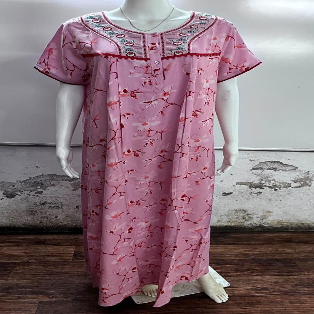Evolove Alpine Embroidered Designer Nighty | Full Length Ladies Nightgown