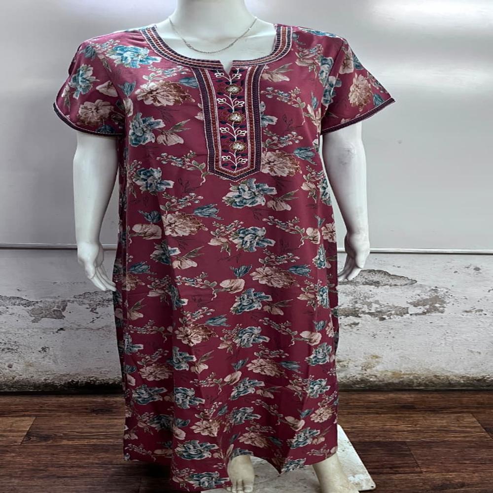 Evolove Alpine Embroidered Designer Nighty | Full Length Ladies Nightgown