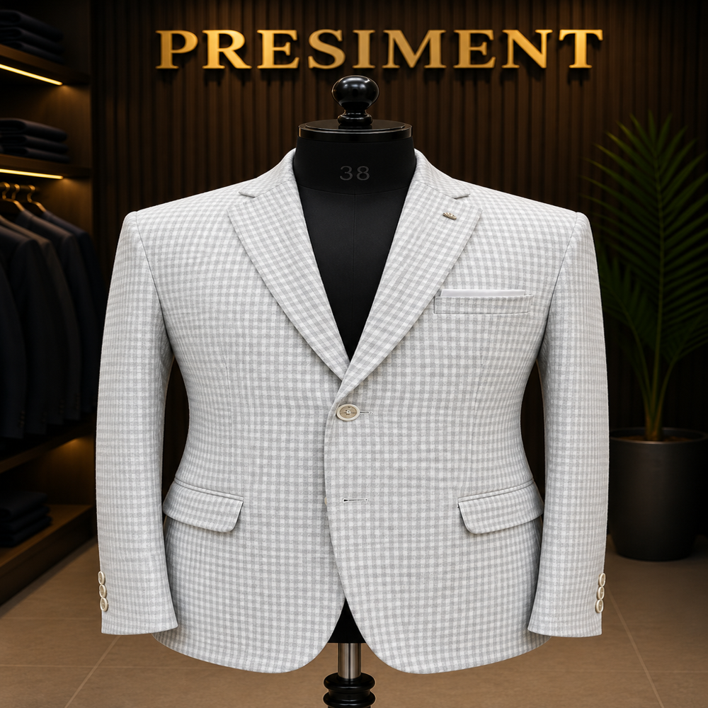 Men's Formal Check Blazer Single Breasted Office & Party Wear Blazer