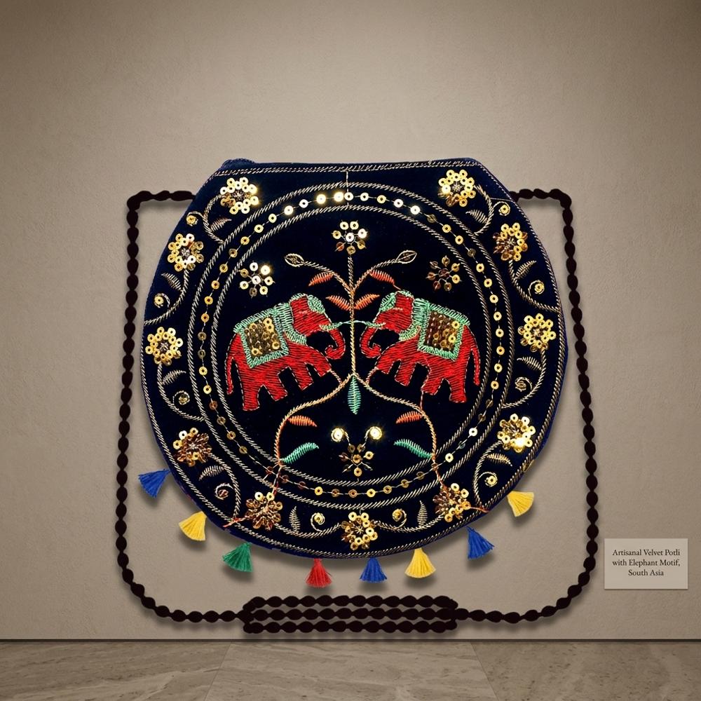 Designer Round Ethnic Sling Bag For Women & Girls - Color: Black