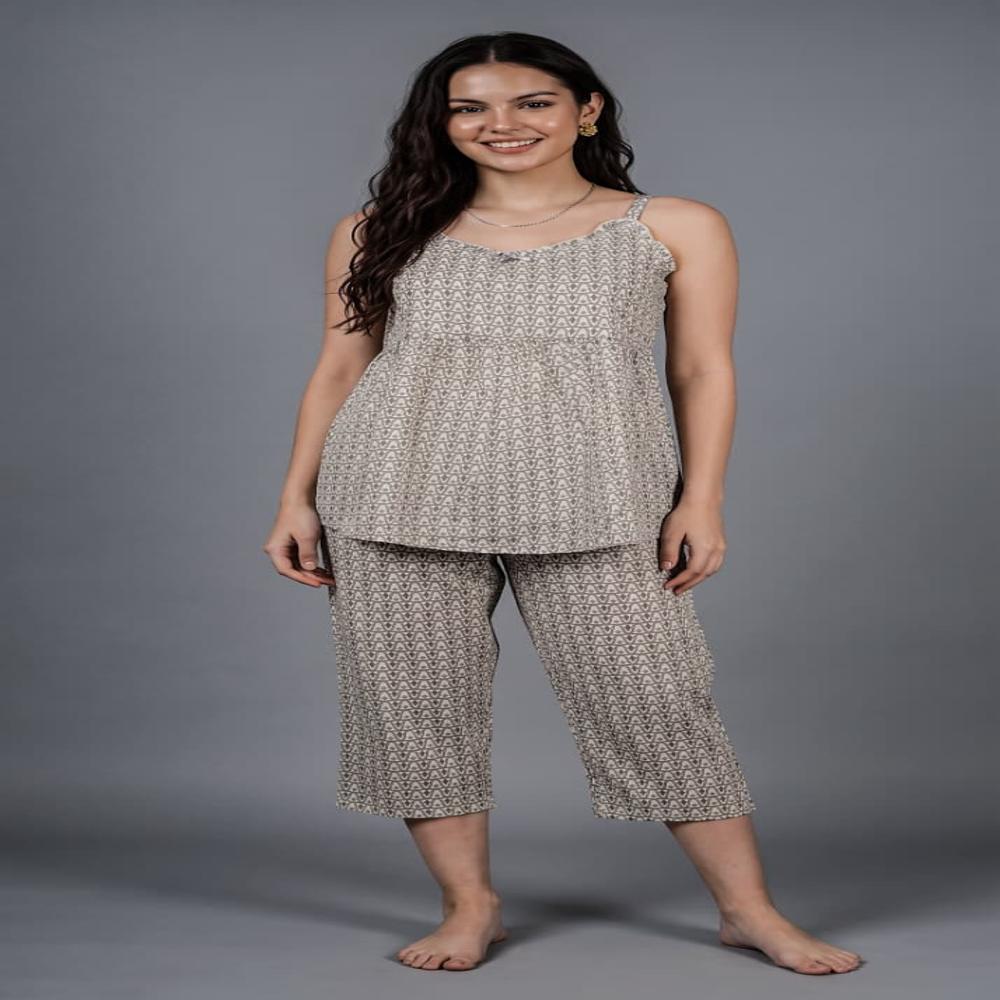 Soft Rayon Capri Co-ord Set for Women | Ladies Nightsuit | Loungewear