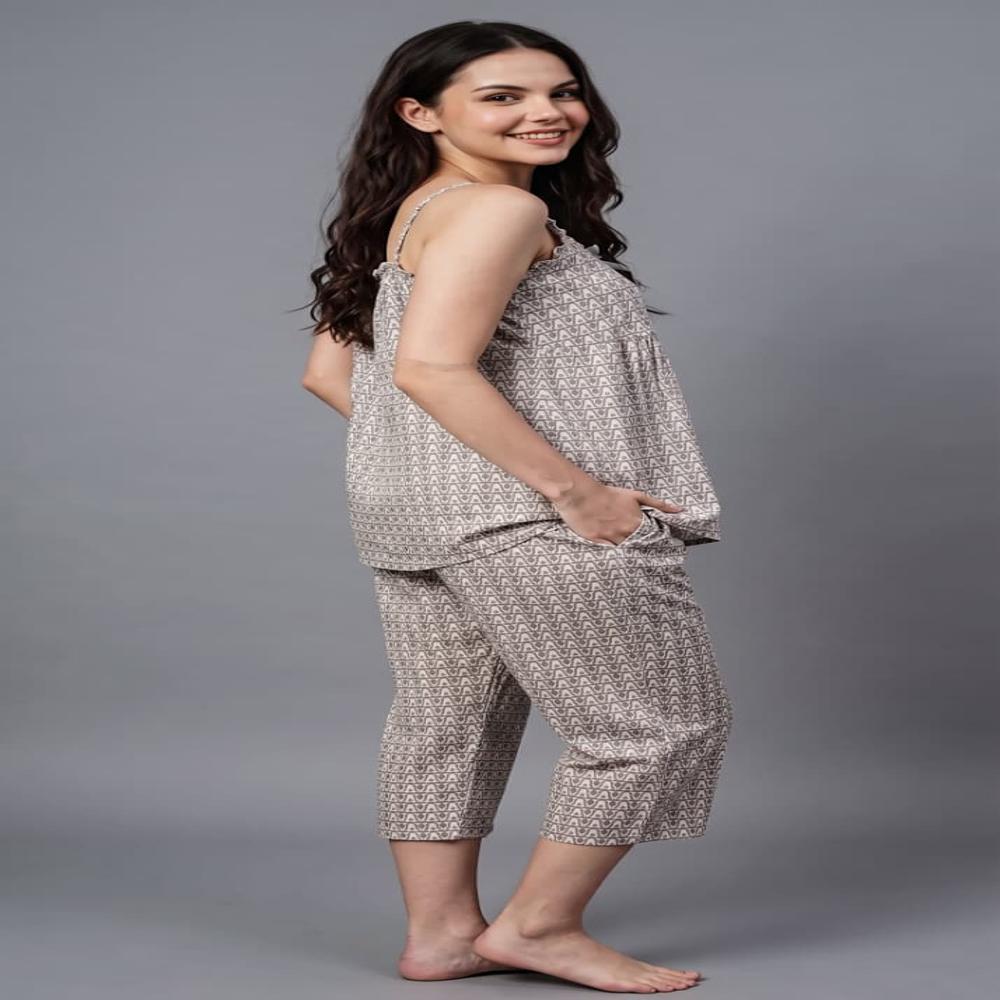 Soft Rayon Capri Co-ord Set for Women | Ladies Nightsuit | Loungewear