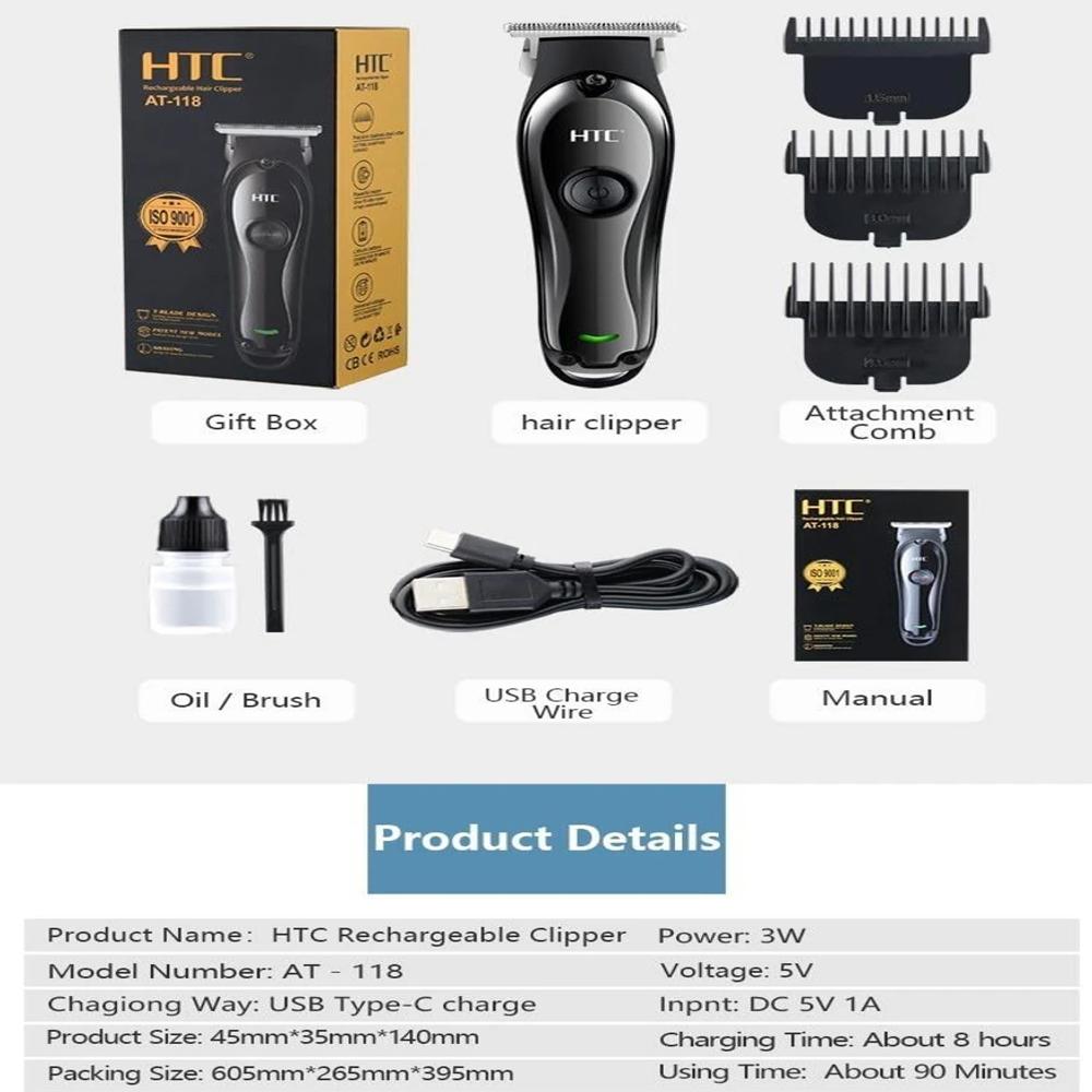 HTC AT-118 RECHARGEABLE HAIR CLIPPER