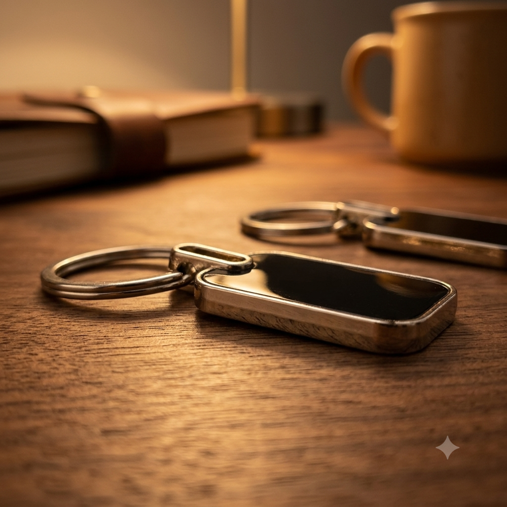 Metal Silver Keychain - Design Type: Round Cut