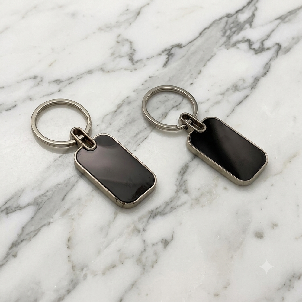Metal Silver Keychain - Design Type: Round Cut