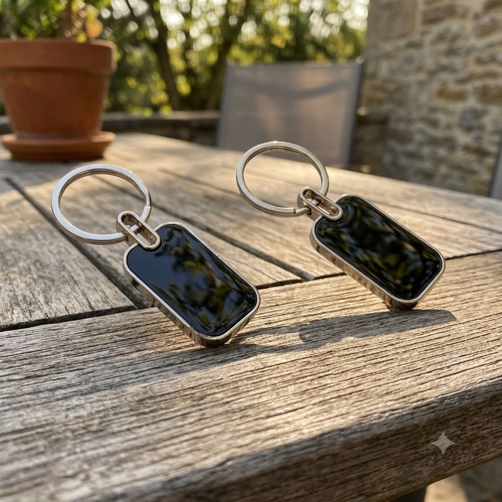 Metal Silver Keychain - Design Type: Round Cut
