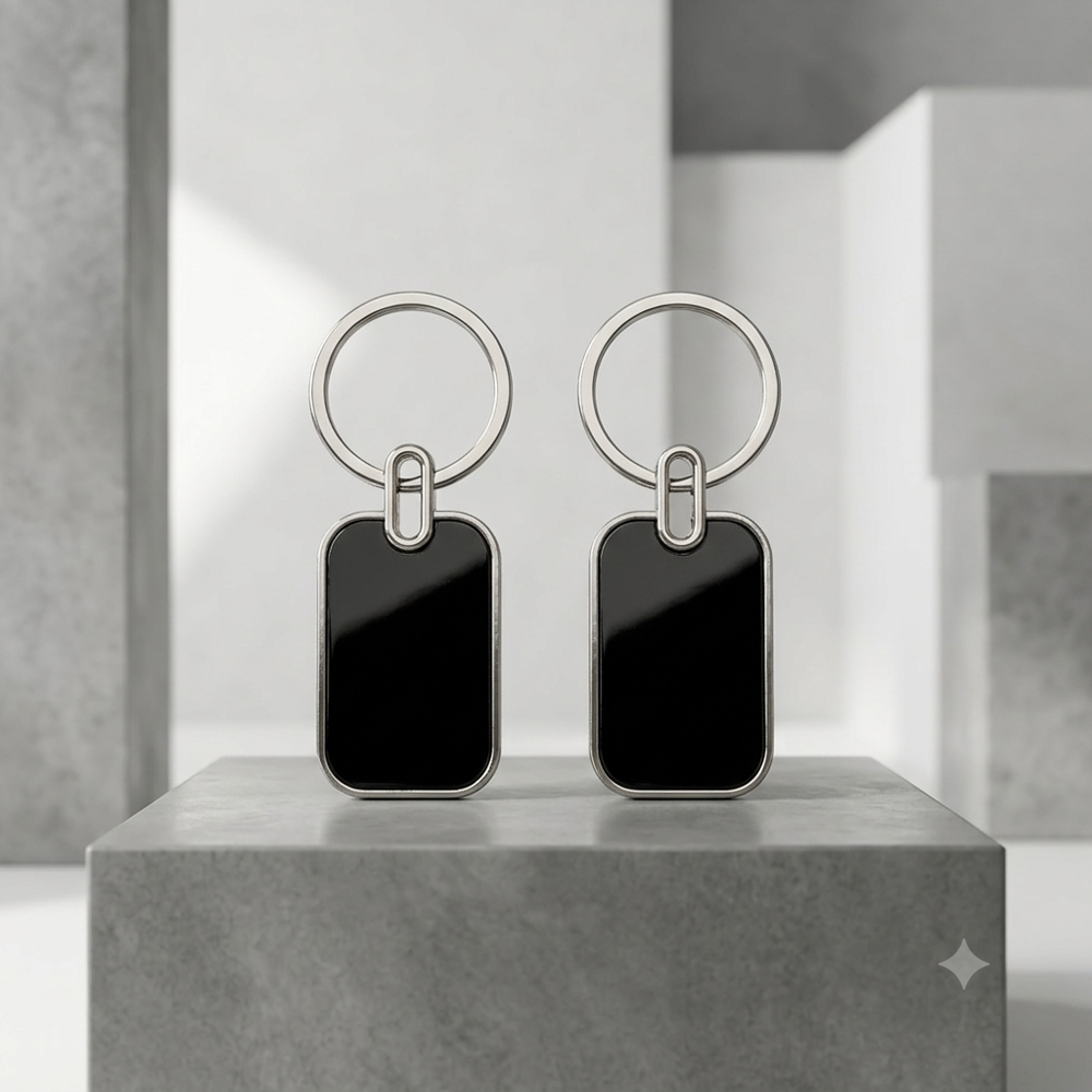 Metal Silver Keychain - Design Type: Round Cut
