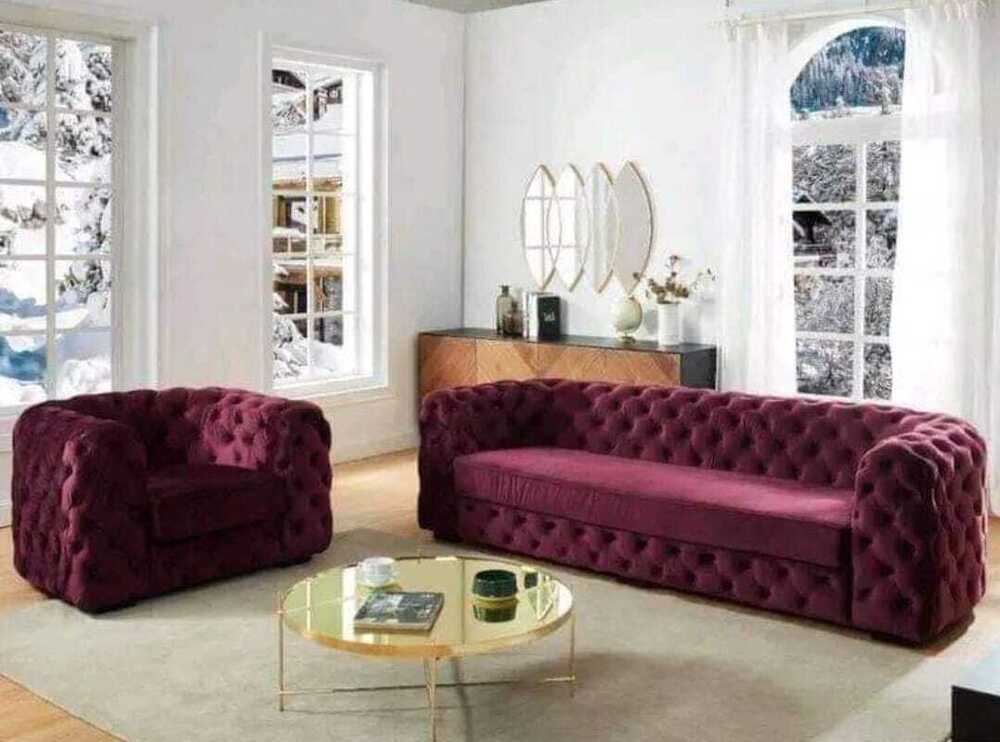 Maroon Velvet Sofa