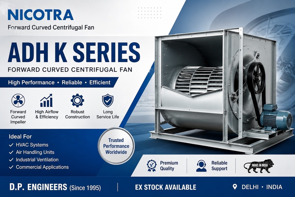 Nicotra Forward Curved Centrifugal Fan ADH 1000 K >> Belt Driven Double Inlet Fan>> HVAC & AHU