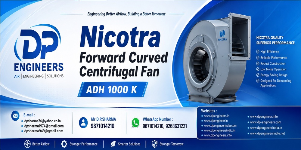 Nicotra Forward Curved Centrifugal Fan ADH 1000 K >> Belt Driven Double Inlet Fan>> HVAC & AHU