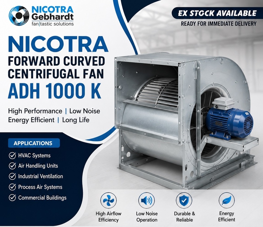 Nicotra Forward Curved Centrifugal Fan ADH 1000 K >> Belt Driven Double Inlet Fan>> HVAC & AHU