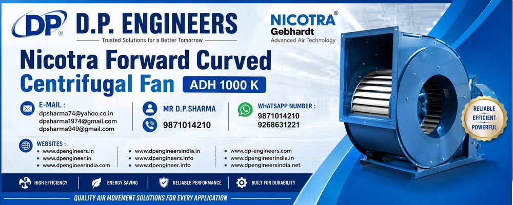 Nicotra Forward Curved Centrifugal Fan ADH 1000 K >> Belt Driven Double Inlet Fan>> HVAC & AHU